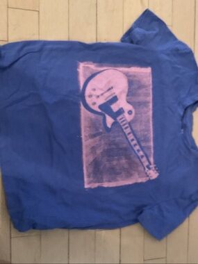 GAP Blue Tee with Pink Guitar Graphic